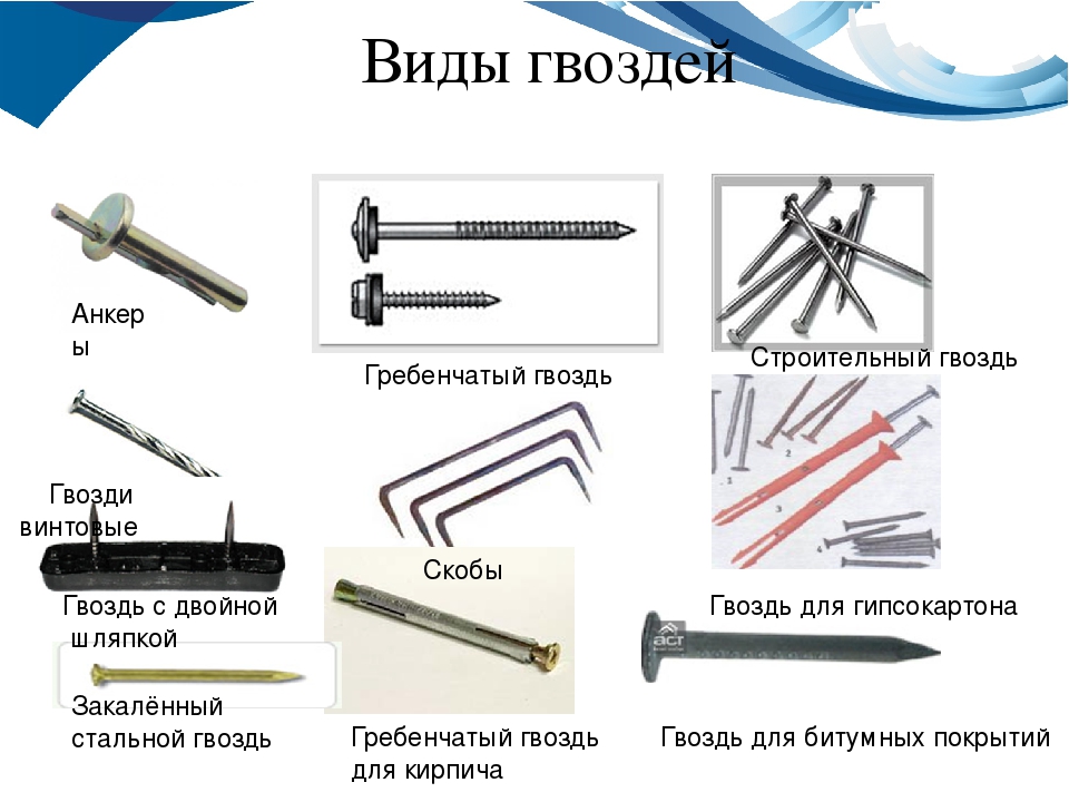 Гвозди и их виды, применение, материалы производства