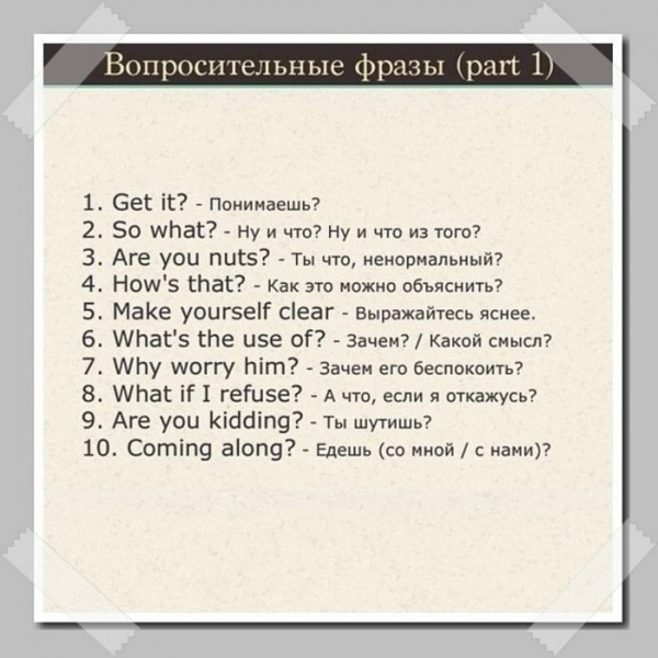 Английские фразы с переводом