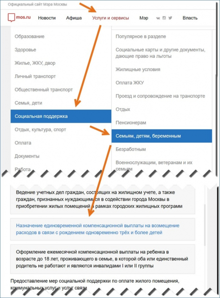 Единовременное пособие при рождении тройни в москве в 2017 году: размер и порядок оформления выплаты через городской портал госуслуг пгу