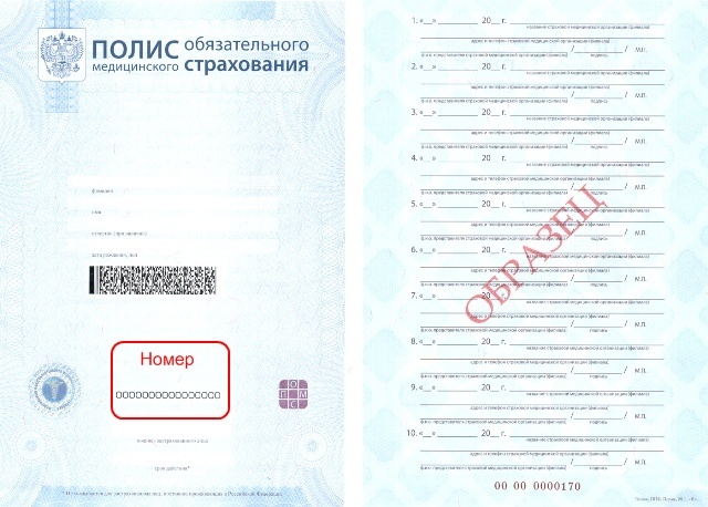 Где можно посмотреть серию и номер полиса в бланке омс старого образца