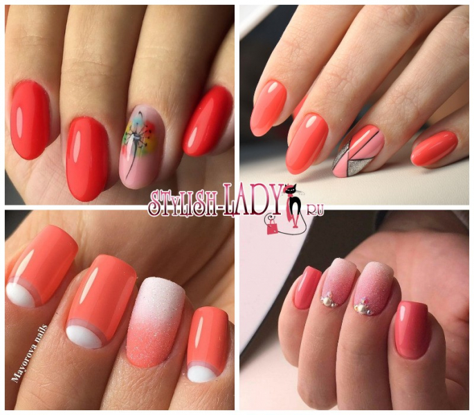 Коралловый маникюр