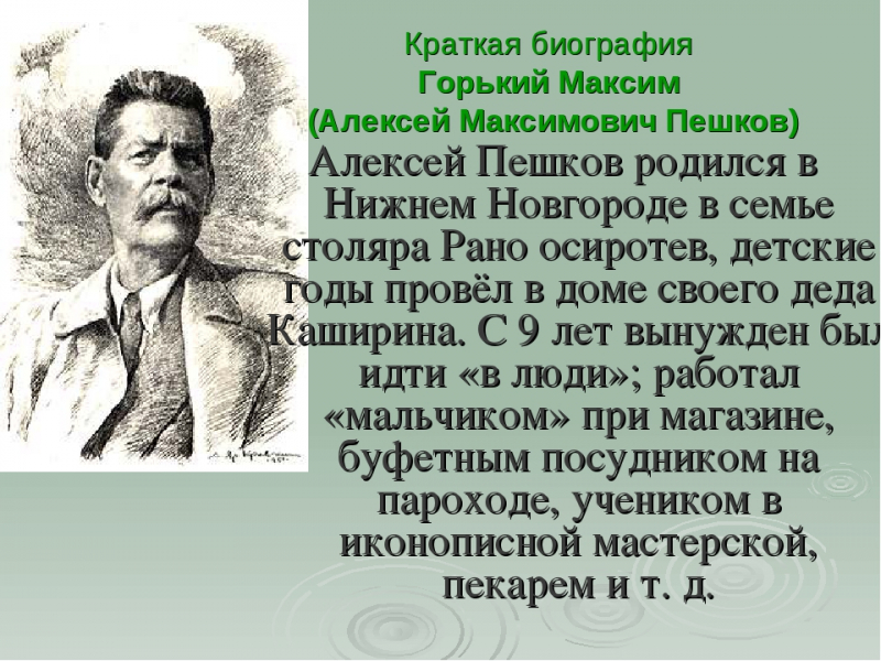 Краткая биография горького