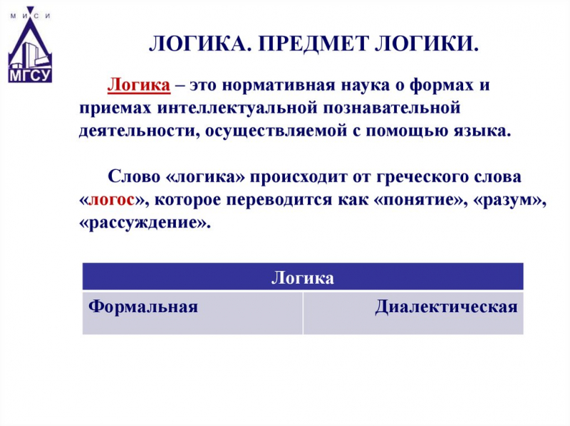 Логика – основы, формы, законы