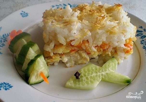 Рыбная запеканка с рисом