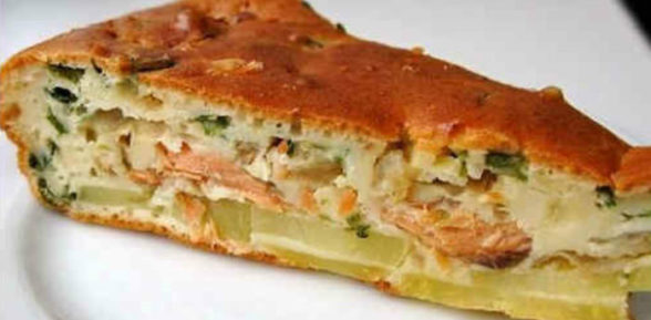 Рыбный пирог из жидкого теста